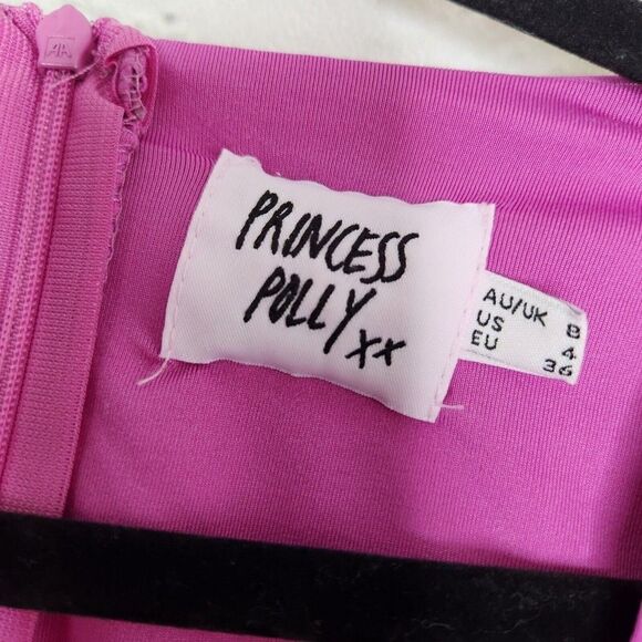 Princess Polly Women Solid Purple Bodysuit  Size 4 Long Sleeve Low Cut Stretch - Picture 7 of 9